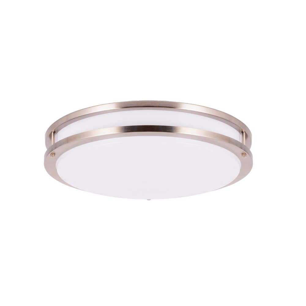 Residential LED flush mount ceiling light, brushed nickel