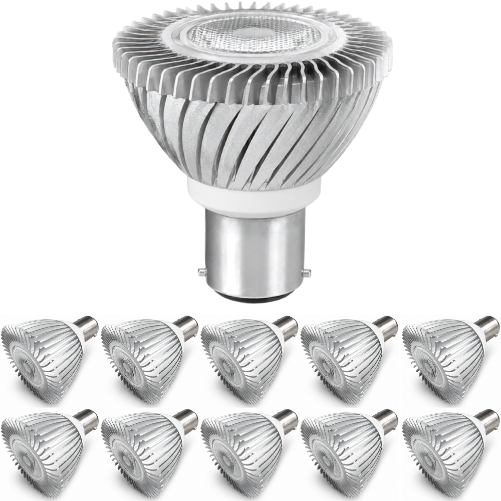 3W LED ALR18 GBK Elevator Lamp, 12V Low Voltage BA15D Double Contact, 10 Pack