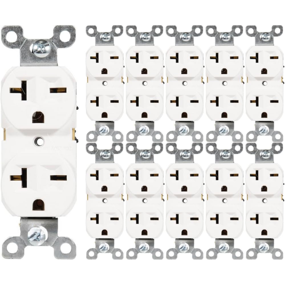 250V NEMA 6-20R Wall Duplex Outlet, 20 Amp, Industrial Grade Receptacle