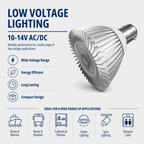 3W LED ALR18 GBK Elevator Lamp, 12V Low Voltage BA15D Double Contact, 10 Pack