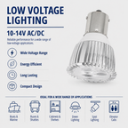 2W LED ALR12 MR11 Elevator Lamp, 12V Low Voltage BA15S Single Contact, 10 Pack