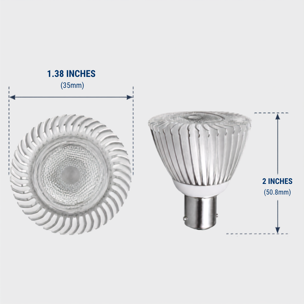 2W LED ALR12 MR11 Elevator Lamp, 12V Low Voltage BA15S Single Contact, 10 Pack