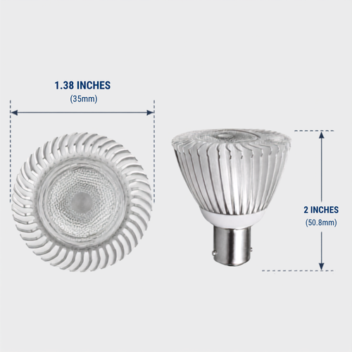 2W LED ALR12 MR11 Elevator Lamp, 12V Low Voltage BA15S Single Contact, 10 Pack
